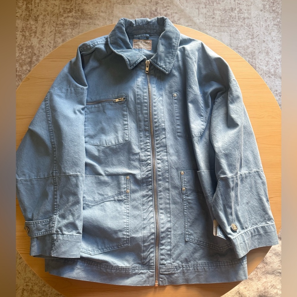 Free People Blue Utility Canvas Jacket NWT Size L - Picture 5 of 12